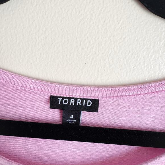 Torrid Pink Purple Knit Crewneck Lace Dolman Sleeve Babydoll Top - 4X - Picture 4 of 11